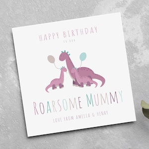 Personalised Mummy Birthday Card Dinosaur Birthday Card Birthday Card for Mummy Card for Mummy Card for Mum Card for Her image 2