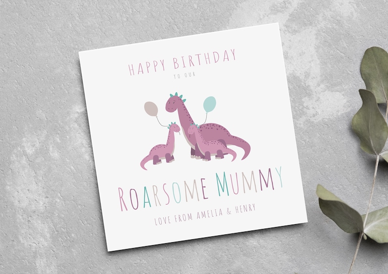 Personalised Mummy Birthday Card Dinosaur Birthday Card Birthday Card for Mummy Card for Mummy Card for Mum Card for Her image 2