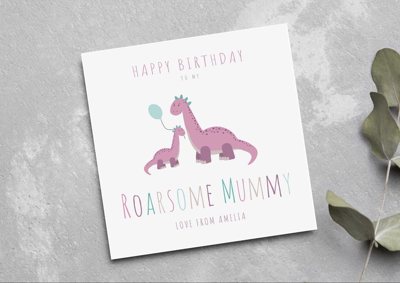 Personalised Mummy Birthday Card Dinosaur Birthday Card Birthday Card for Mummy Card for Mummy Card for Mum Card for Her image 1