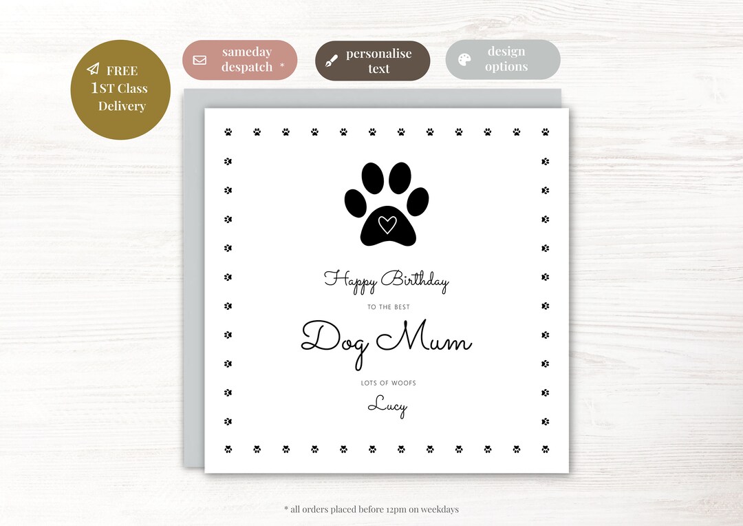 Dog Mum Birthday Card Birthday Card From the Dog Best Dog Mum Card From ...