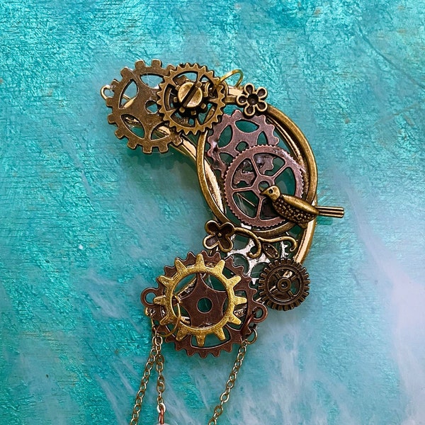 Steampunk Broche Steampunk Sieraden, Fantasy sieraden, klok broche, charme broche, Steam Punk Fashion