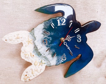 Resin Turtle Wall Clock With Mountain | Resin Turtle Wall Clock With White Sand | Unique Clock |Handmade Clock