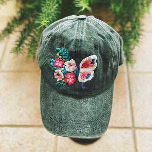 Floral Embroidered Cap, Baseball Cap, Custom Embroidery Hat, Personalize gifts, Gifts for Her, Gift for Him, Father day Gift