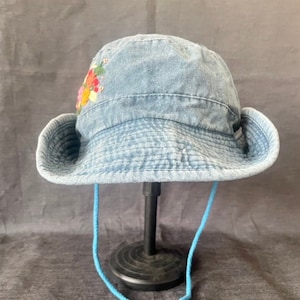 Embroidery Denim Cowboy hat, Floral Embroidered Bucket Hat, Bucket Hat for Women, Sun Hat for Women Girl, Spring/Summer Bucket Hat