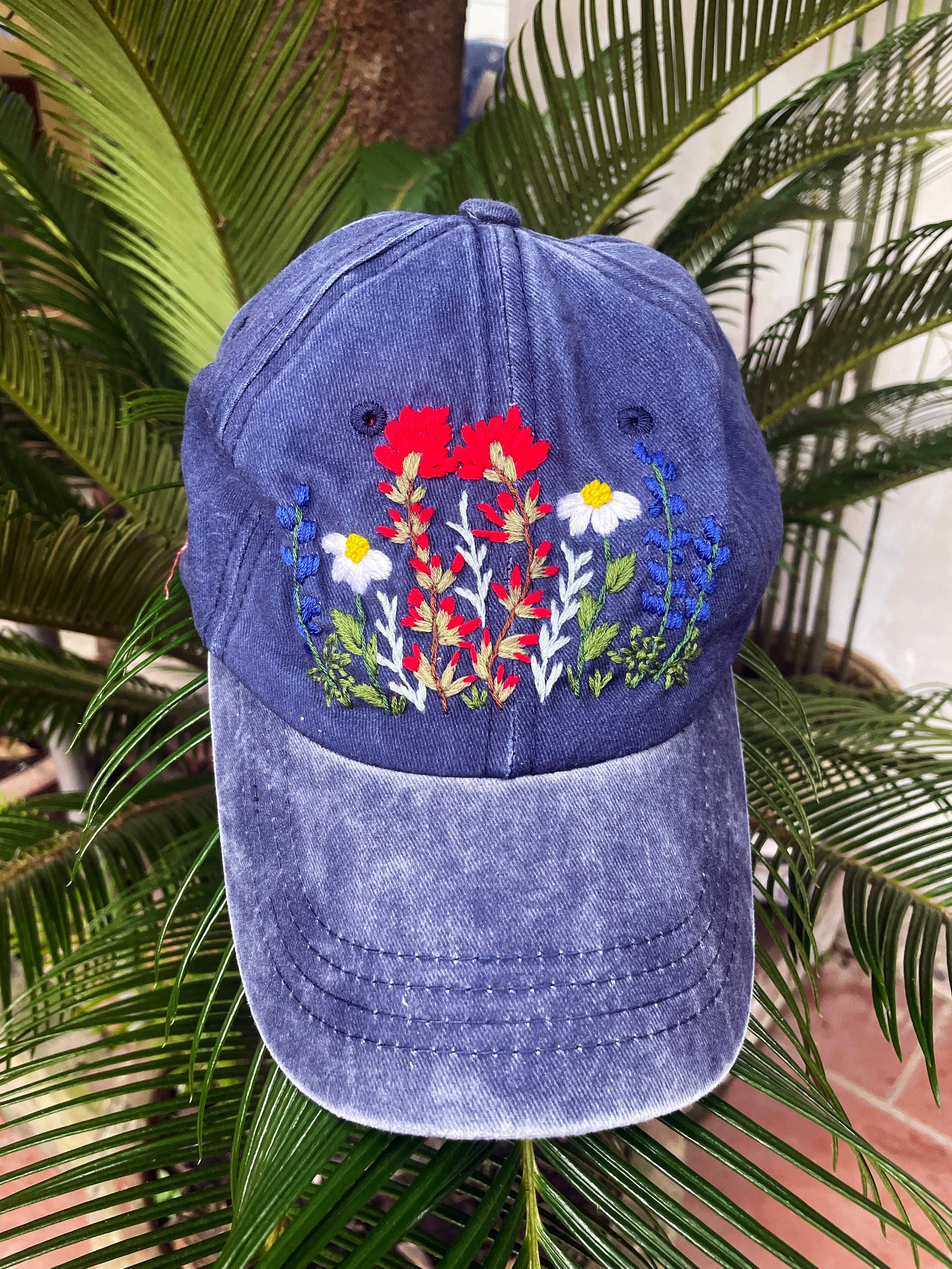 Texas Wild Flowers Cap,floral Embroidered Cap, Custom Embroidery