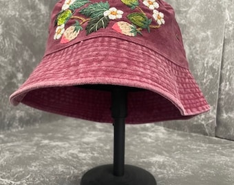 Floral Embroidery bucket hat | Floral Denim bucket hat | Women hat | Gift for her | Friend gift | Gift for mom,Christmas gift