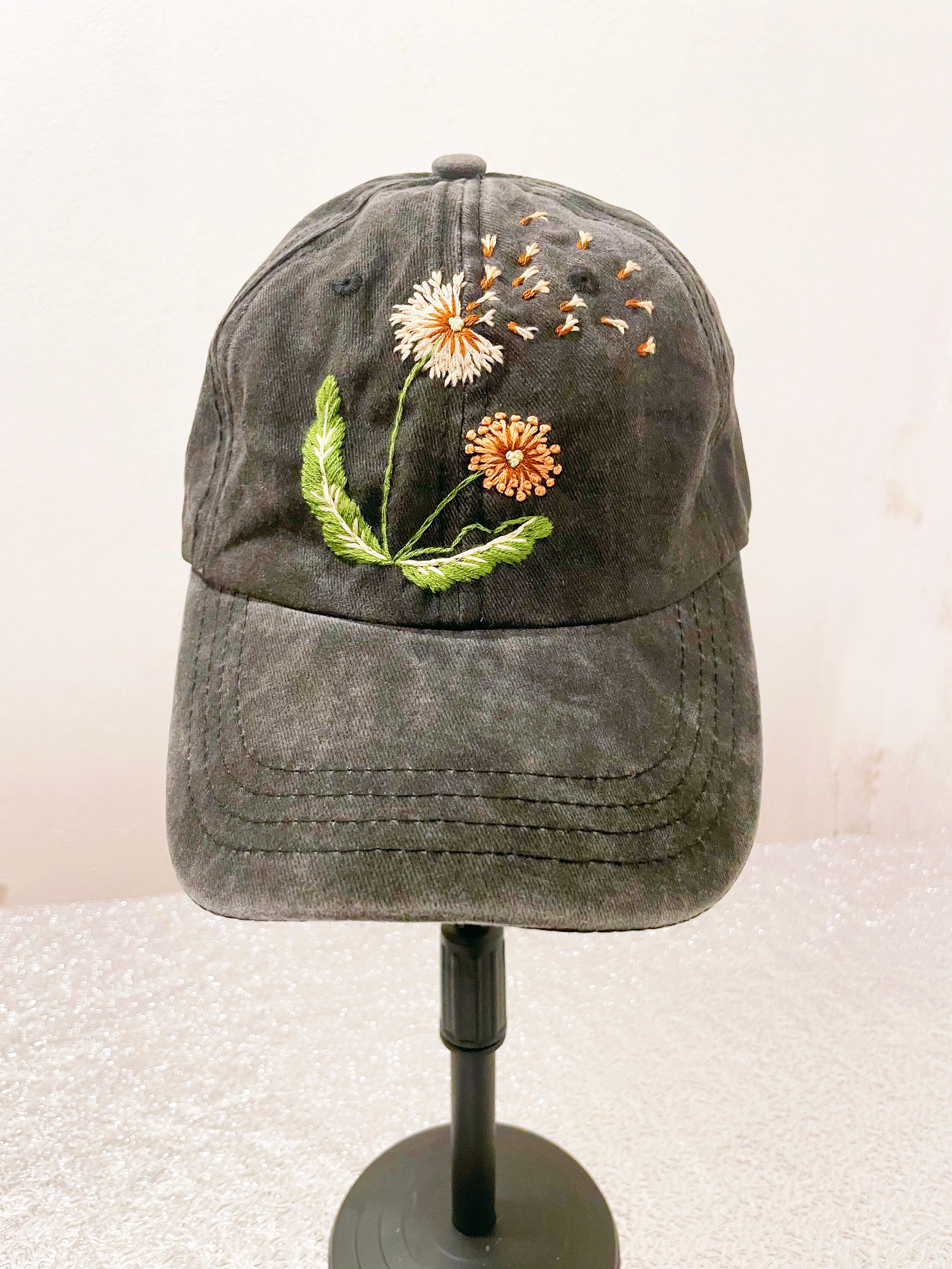 Black Baseball Cap with Floral Embroidery, OOAK Handmade New-Era-Men-Tonal-Florals-New-  main image 4