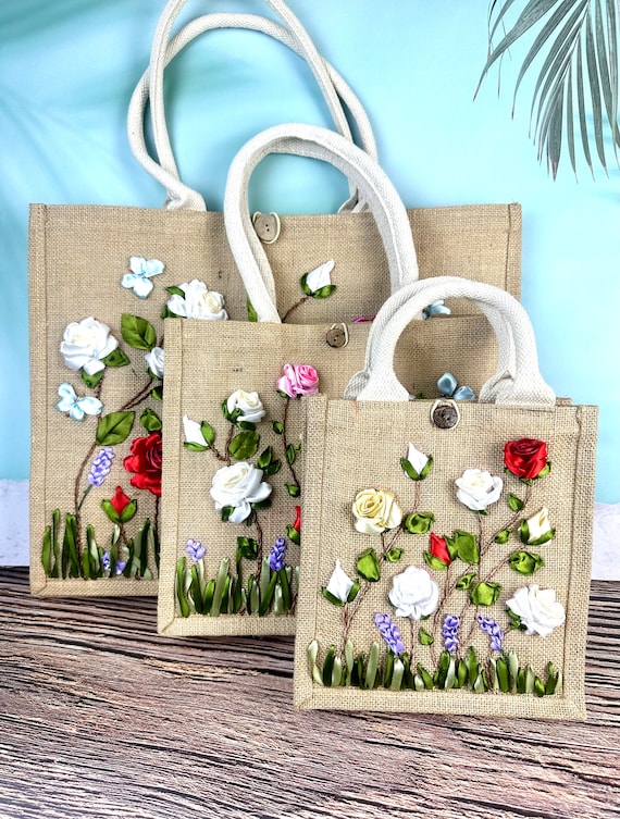 Hessian flower bags sale
