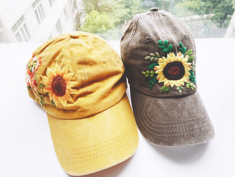 Floral Embroidery Cap Custom Embroidery Cap Floral Etsy