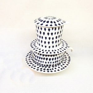 Handmade Ceramic Coffee Filter / Ceramic Coffee Dripper Pour Over Set / Hand Drawing Ceramic Coffee Set with Mug / Home Décor.