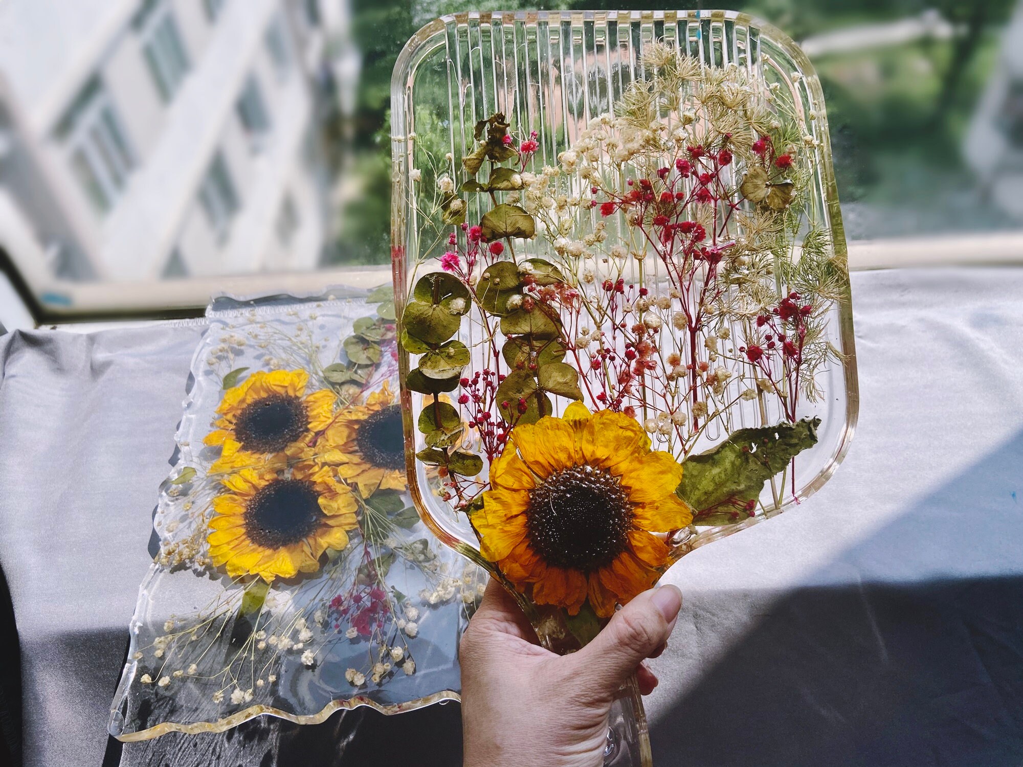 Sunflower Resin Trinket Tray Handmade