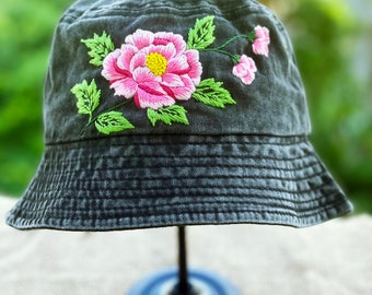 帽子 Mame Floral embroidered bucket hat Handmade Floral Embroidered Bucket Hat, Embroidered Hat