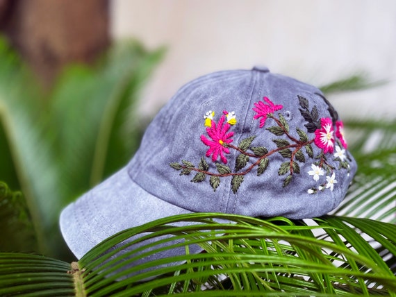 花刺繍キャップ、カスタム刺繍帽子、ユニークなキャップ、野球帽、手
