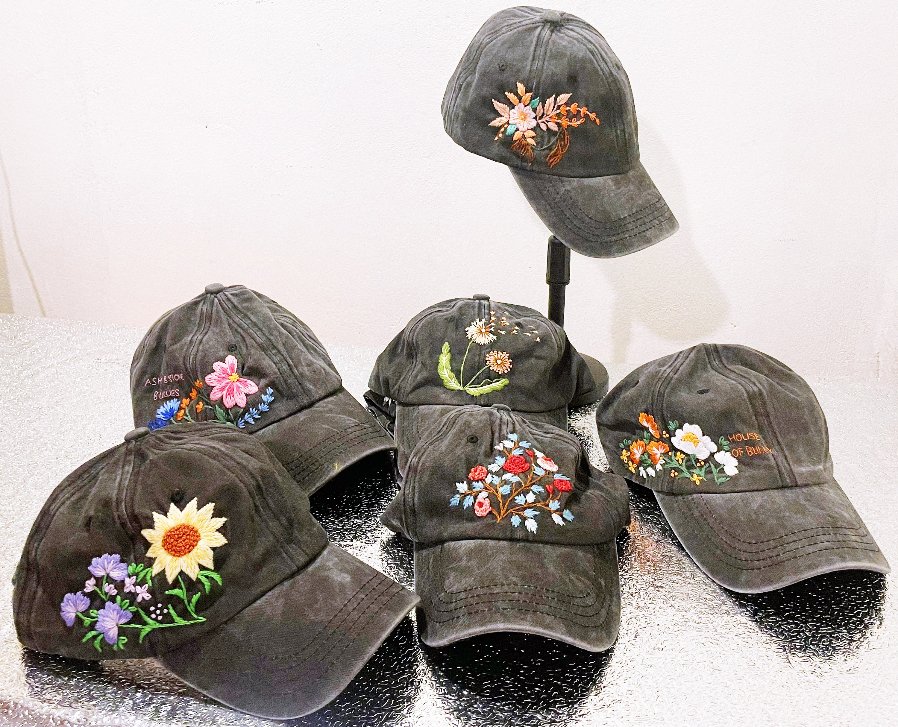 Gorra De Béisbol Negra De Malla Con Estampado De Rosas Y Bordado Ucraniano, Ajustable Para Aire Libre