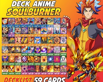 Soulburner Deck Anime (50 kart +27 rzadkich) Mata do gry i pudełko na talie Ygo