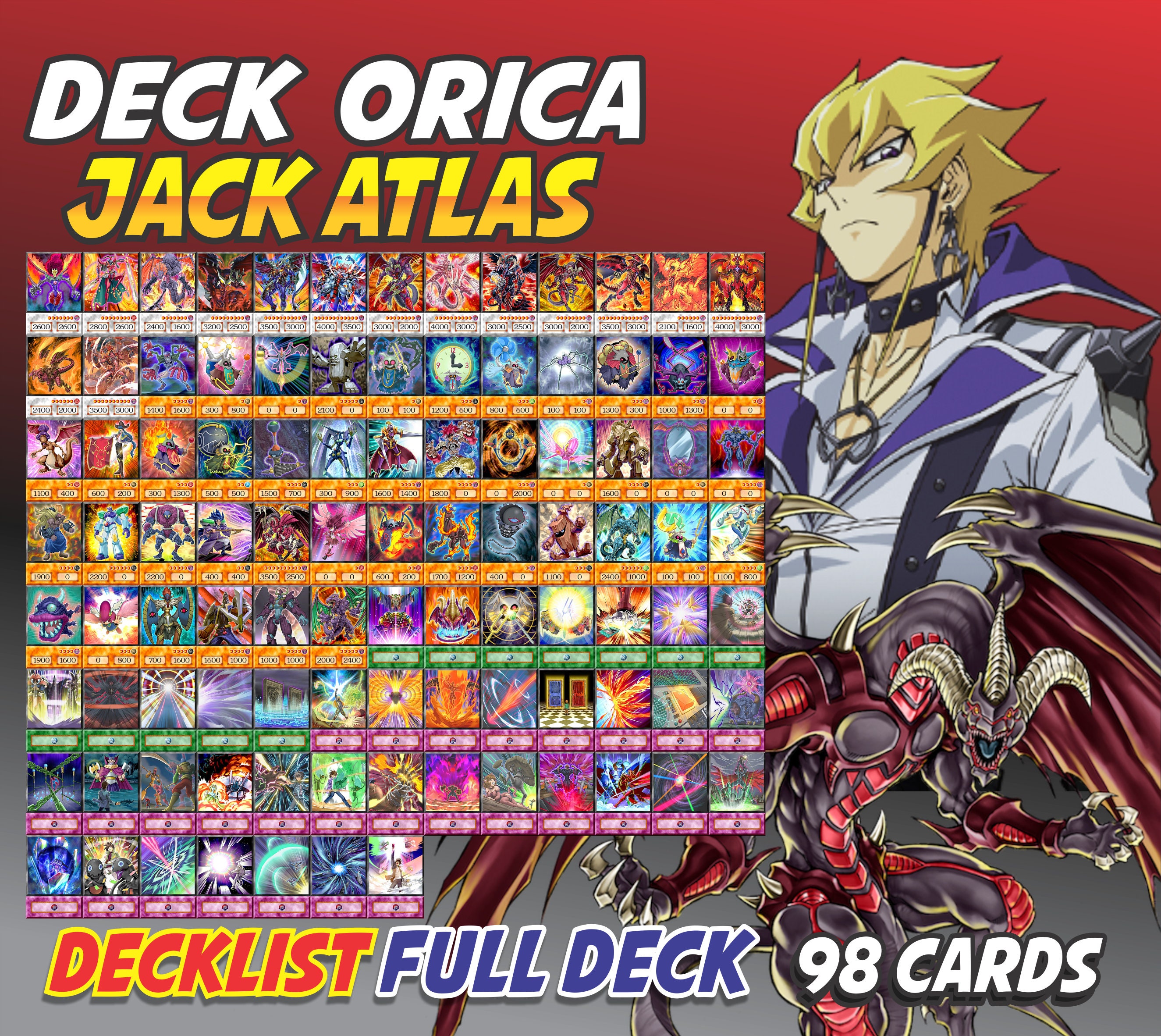 Jack Atlas 98 Cards Deck Anime Orica - Etsy