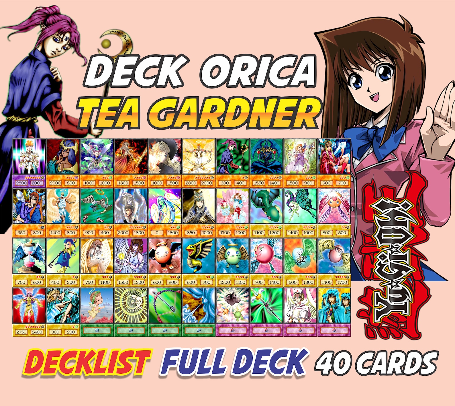 Tea Gardner Deck 40 cards Anime Orica Yugioh Full Deck Duel Etsy