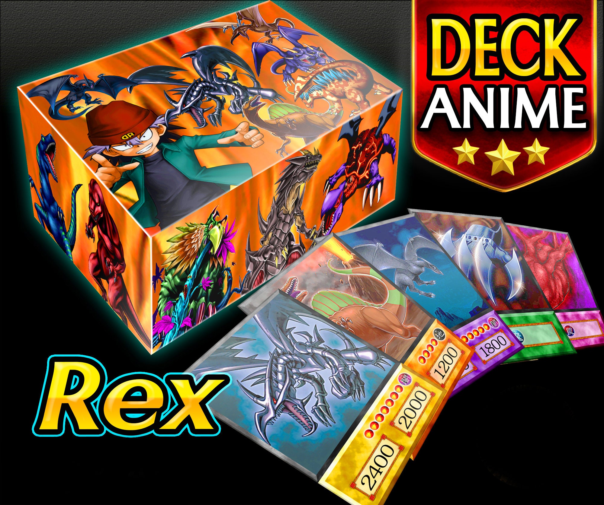 Rex Raptor Deck Anime (90 Cards +18 Rare) Playmat & Deckbox - Etsy