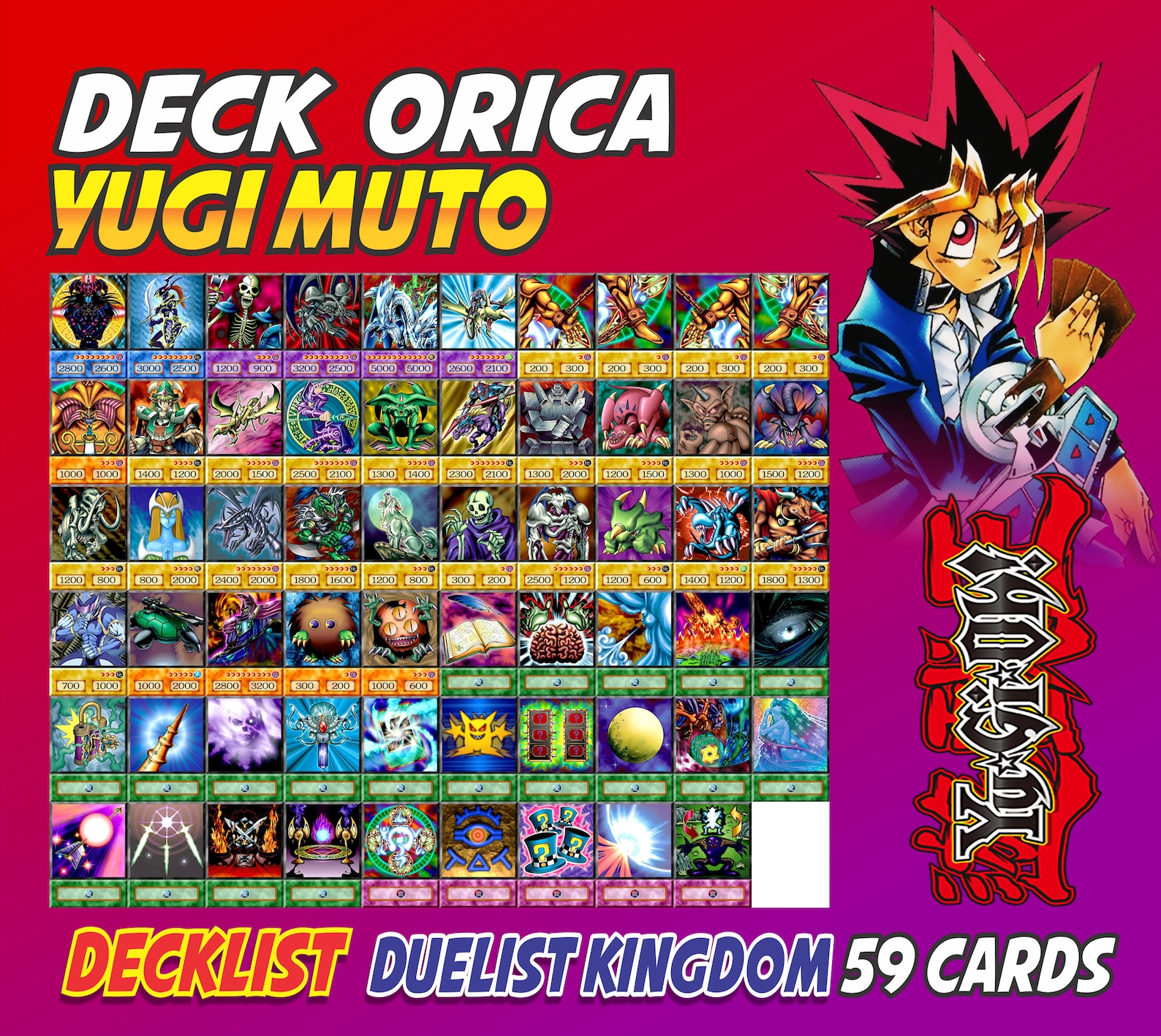 Yugi Muto Deck 59 cards Anime Orica Yugioh Duelist Kingdom | Etsy