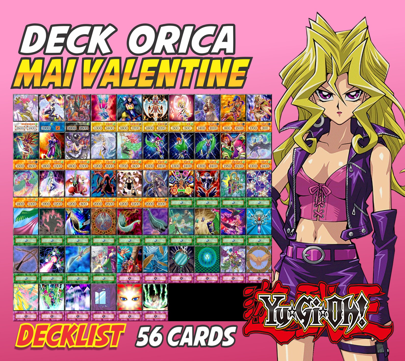Mai Valentine Deck 56 cards Anime Orica Yugioh Duel Etsy