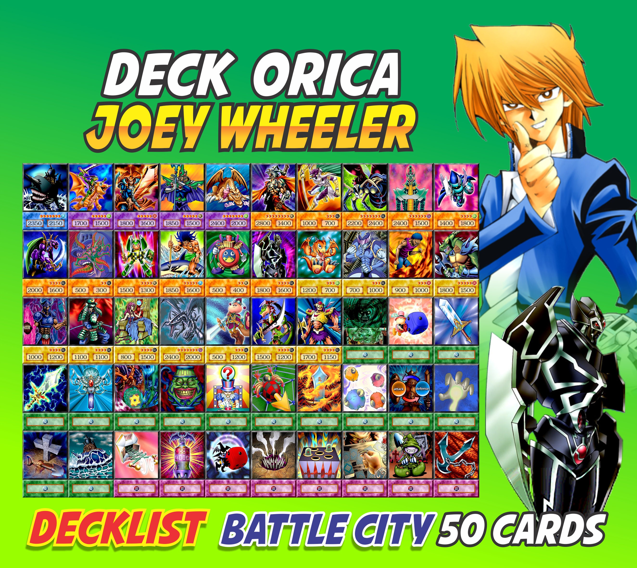 joey-wheeler-deck-50-carte-anime-orica-etsy