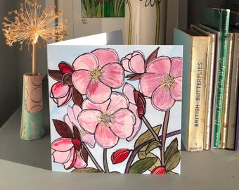 Hellebore Greetings Card - recycled card - printed in UK