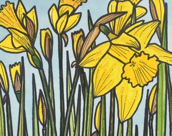 Daffodils Limited Edition Print - sunshine flowers - limited edition giclee print