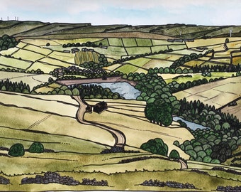 Holme Valley View - Digley - Holme Valley landscape - limited edition print