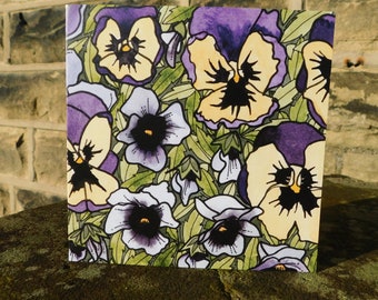 Pansies Greeting Card - Recycled Card - Printed in the UK