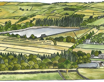 Digley - Holme Valley View - Limited Edition Giclee Print. 'The View from Ramsden Road'