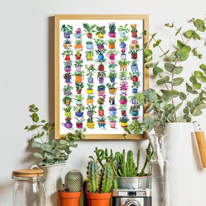 63 House Plants Art Print: Signed Limited Edition Watercolor (8x10&quot;)