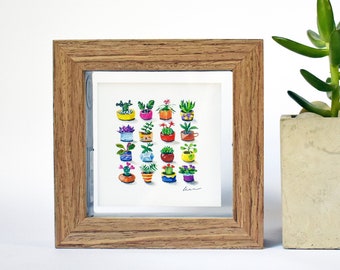 Mini Suckulenttryck – Signerad begränsad upplaga med botanisk illustration i väggdekoration