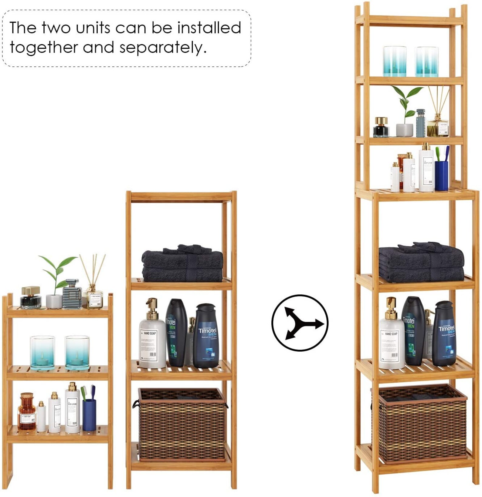 7Tier Bamboo Bathroom Shelf Narrow Shelving Unit Storage Etsy