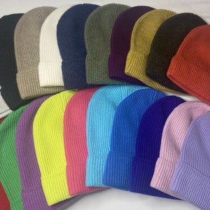 Luxury 100% pure cashmere ribbed beanie hat