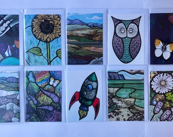 Juego de tarjetas con diseño de vitrales, Juliet Forrest Designs, paquete de 10