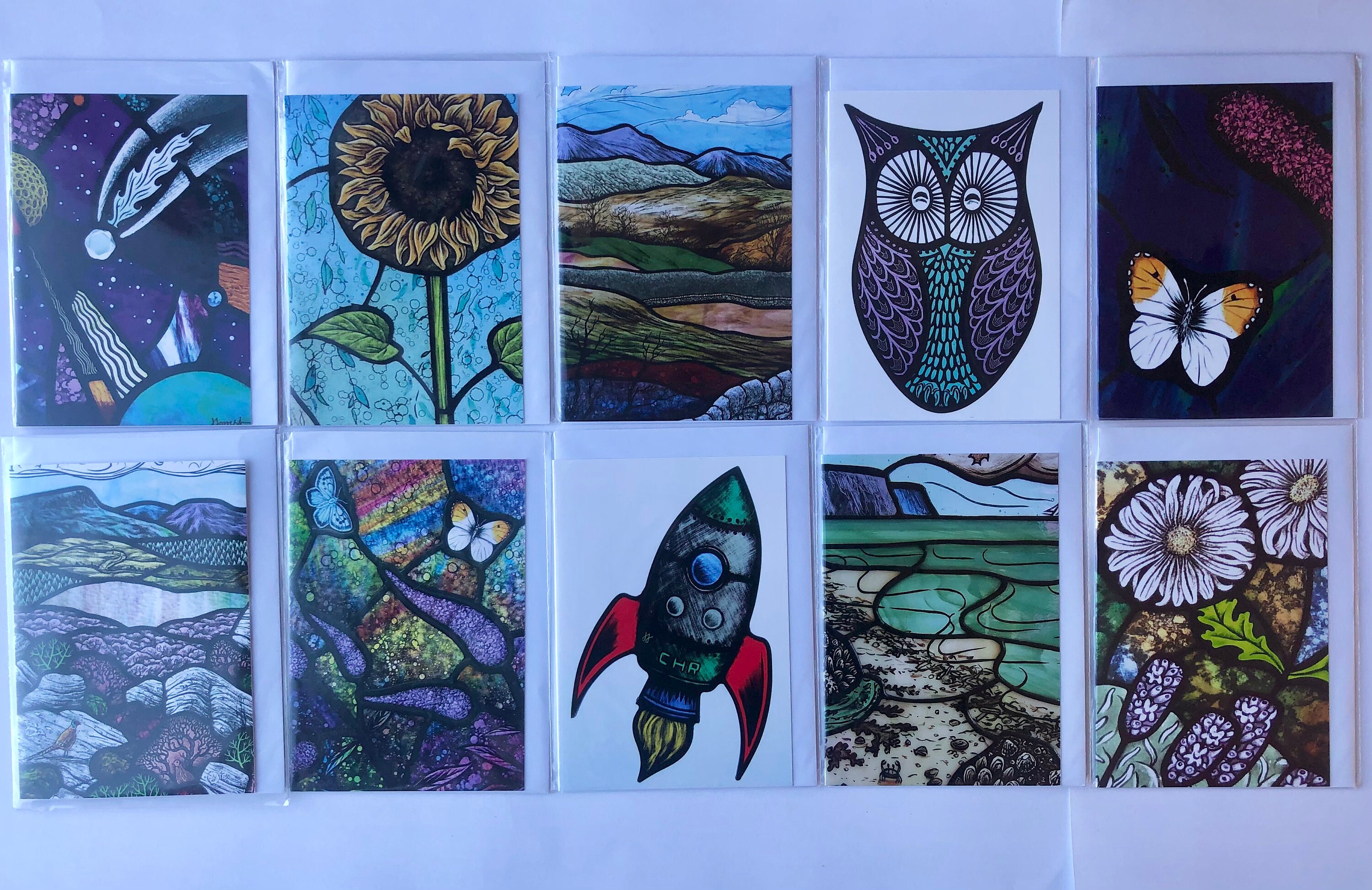Stained Glass Art Card Set, Juliet Forrest Designs, Pack of 10