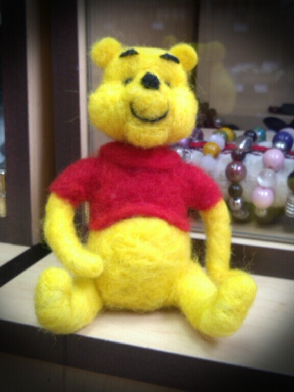 Winnie the Pooh handmade wool needle felted figure creative Etsy