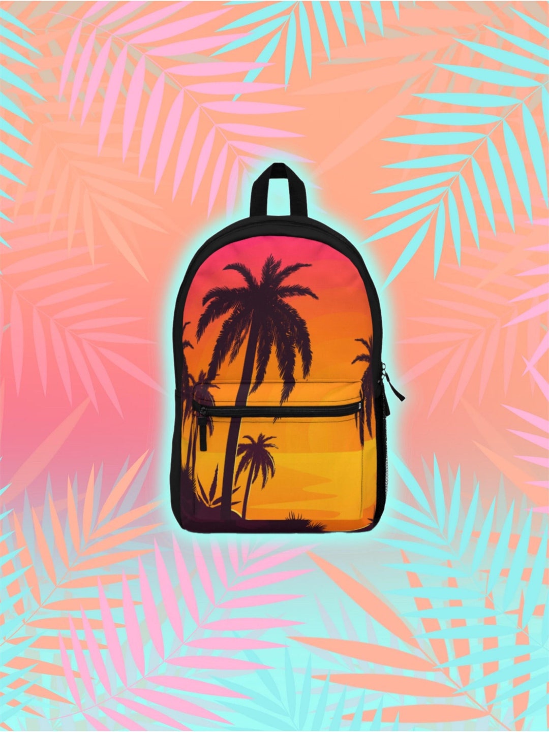 Pastel Palm Tree Hawaiian Print Backpack