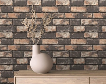 Brown Brick Peel and Stick Wallpaper: Rustic Reclaimed Brick