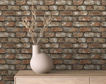 Weathered Red Brick Peel and Stick Wallpaper: Removable HD Styles