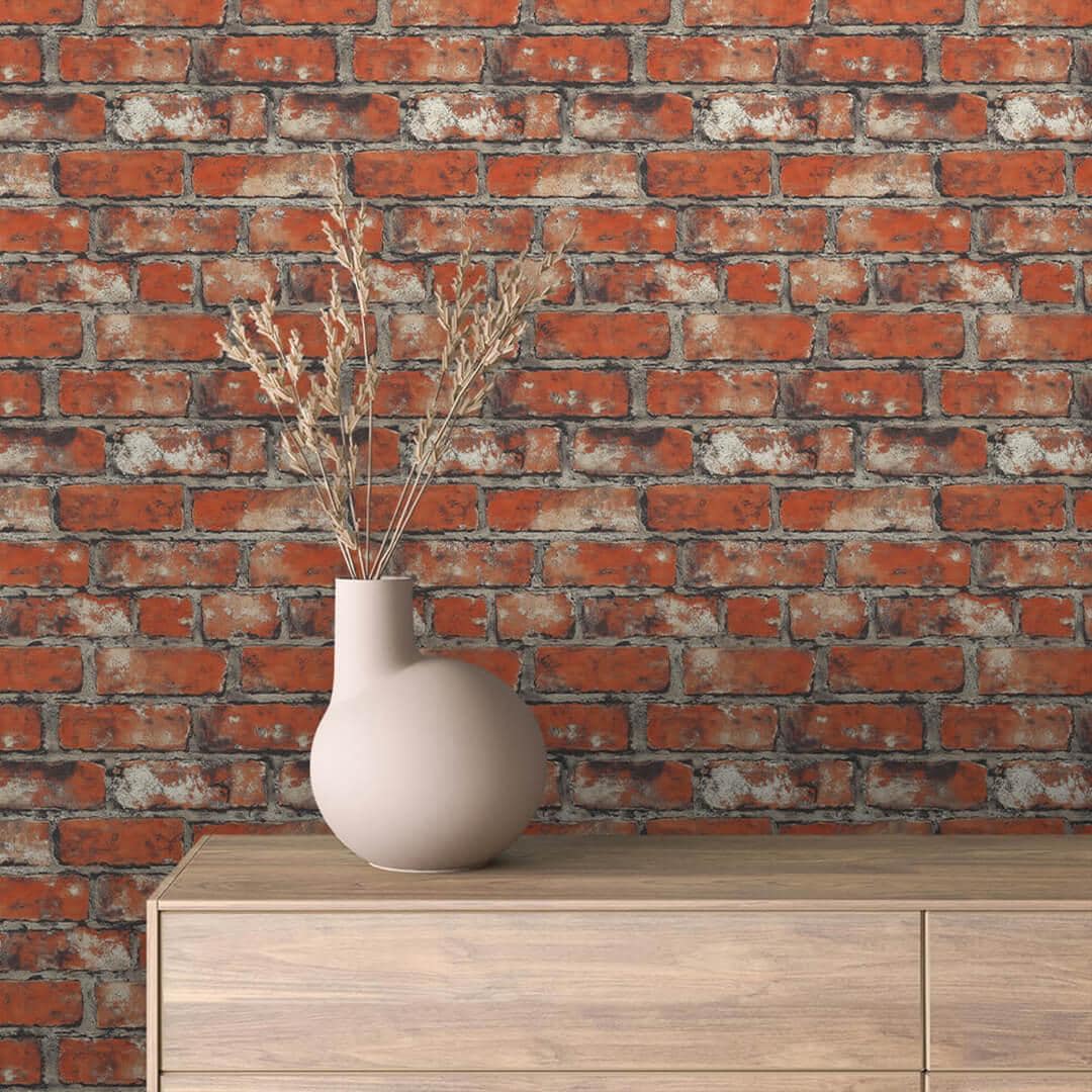 Weathered Red Brick Peel and Stick Wallpaper: Removable HD Styles - Etsy
