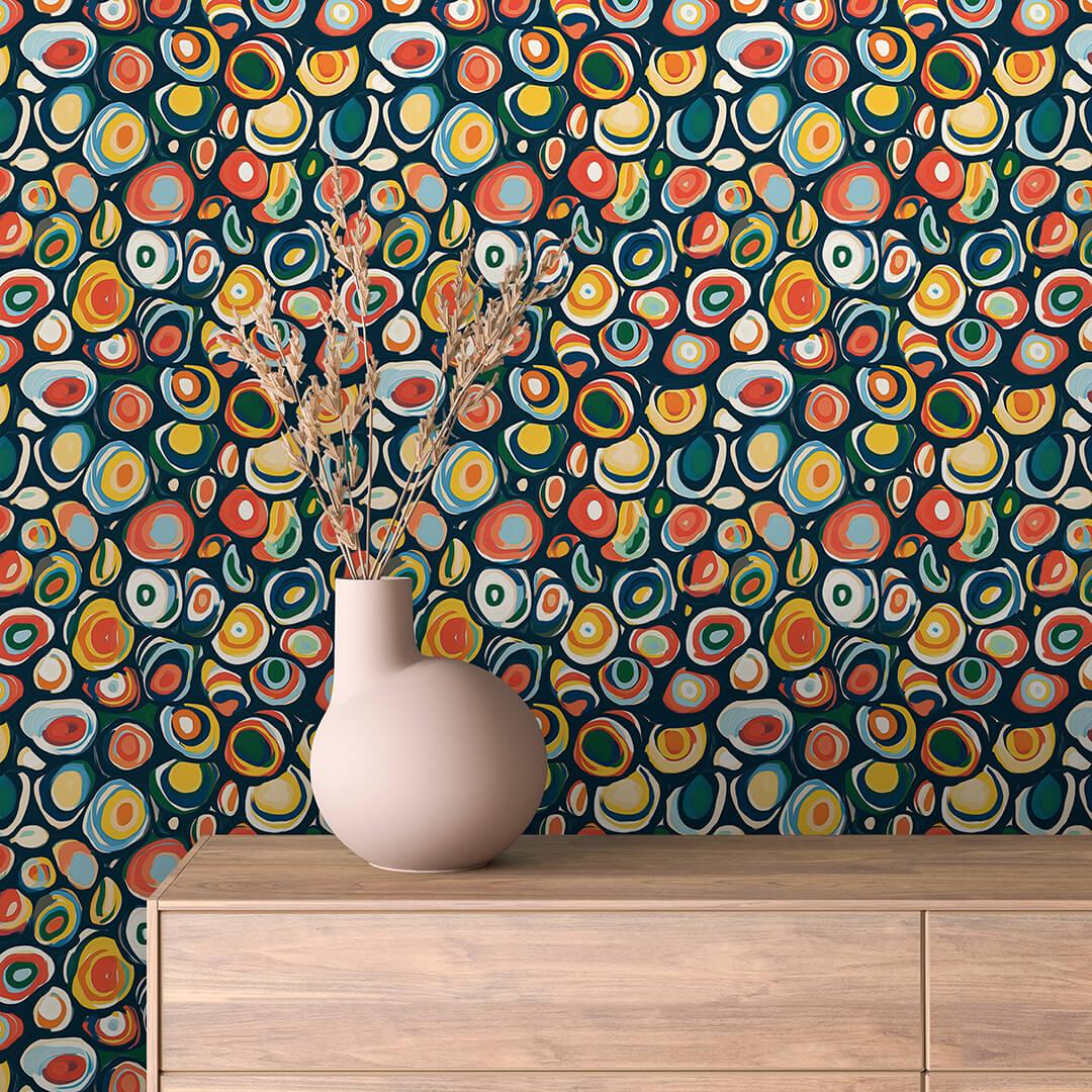 Abstract Peeling Sticker Geometric Abstract Peel and Stick Wallpaper: Colorful Circles - Etsy