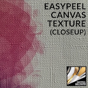 May include: Close-up of EasyPeel Canvas Texture, featuring a textured white surface with a splash of deep pink on the left. The image includes the text "EASYPEEL CANVAS TEXTURE (CLOSEUP)" and a logo for EasyPeel Wallpaper.
