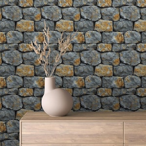 Wallpaper Removable Stone Peel & Stick / Four Unique HD Styles of Stacked Stone Pattern Series 7!
