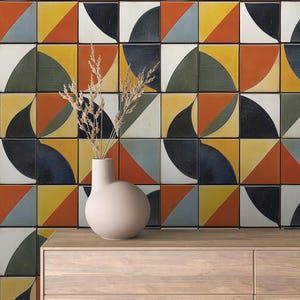 Wallpaper Peel & Stick Removable Bold Geometric Tile / Bold Geometric Tile Series 8 in Four Unique HD Styles!