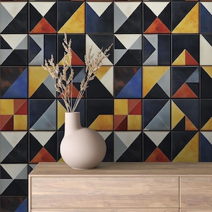 Wallpaper Peel & Stick Removable Colorful Geometric Tile / Colorful Geometric Tile Series 10 in Four Unique HD Styles!