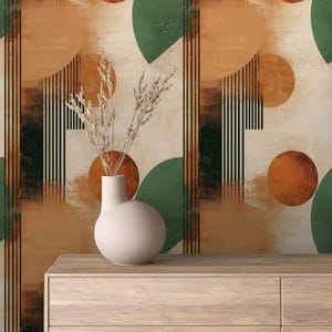 Warm Retro Geometric Wallpaper Removable Peel & Stick / Warm Retro Geometric Series 16 in Four Unique HD Styles!