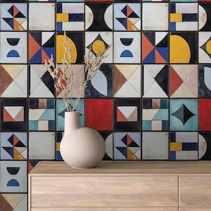 Modern Geometric Tile Wallpaper Peel & Stick Removable / Four Unique HD Styles of Modern Geometric Tile Pattern Series 9!