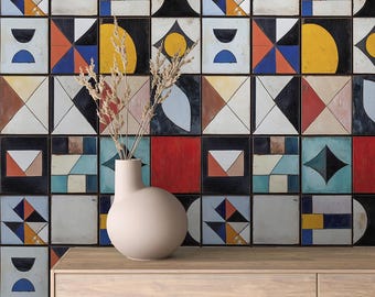 Geometric Tile Wallpaper: Modern Peel and Stick Removable Wall Art