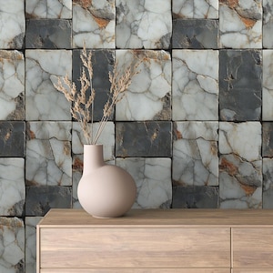 Peel & Stick Wallpaper Removable / Polished Stone Pattern Series 13 in Four Unique HD Styles!